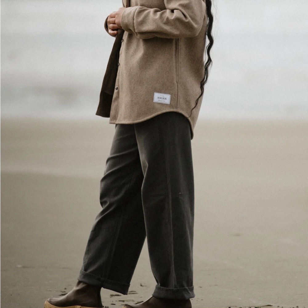 NWT Anian Tan Wool Button-Up Shirt - Picture 4 of 10